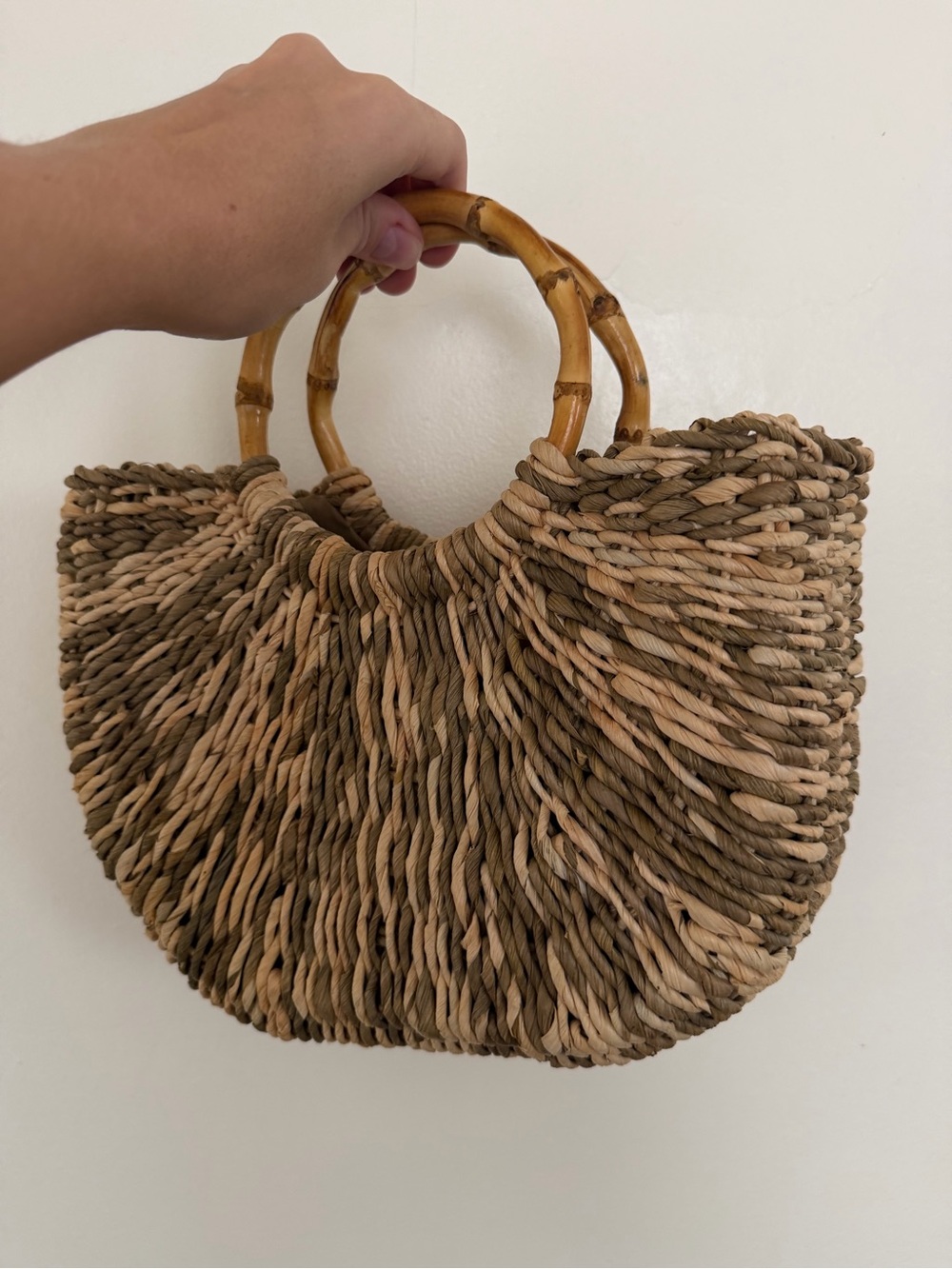 Faded Glory bamboo handle straw purse